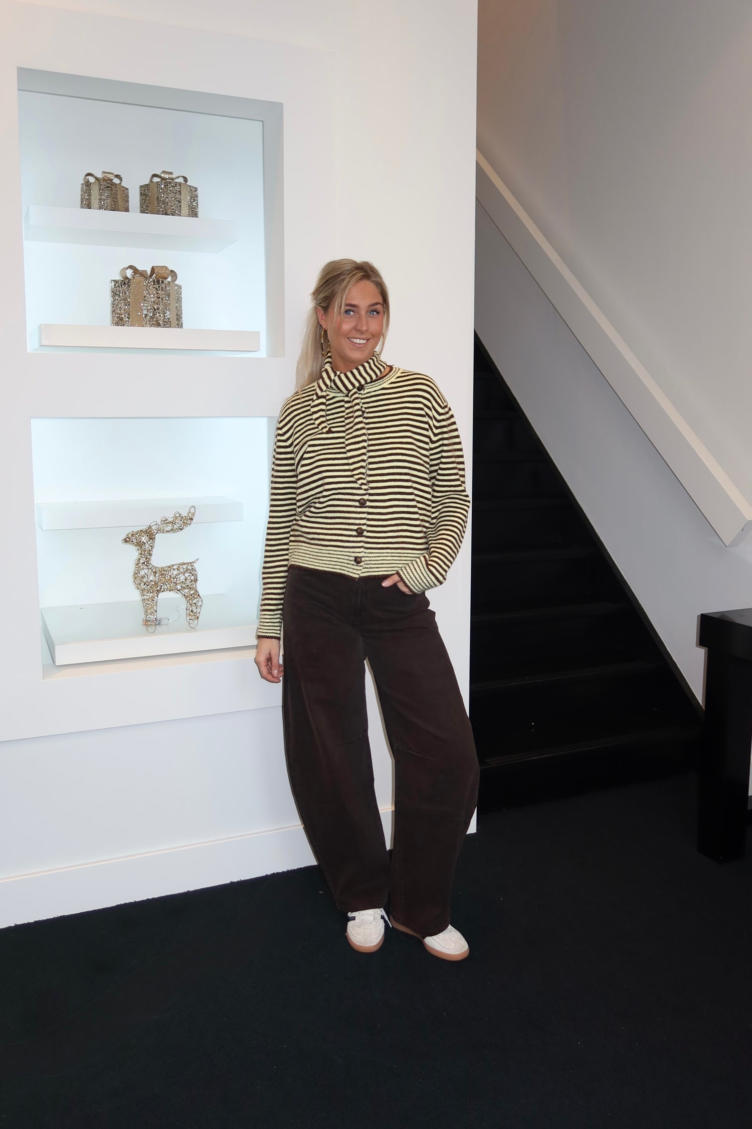 Coffee Yellow Scarf Cardigan 7025