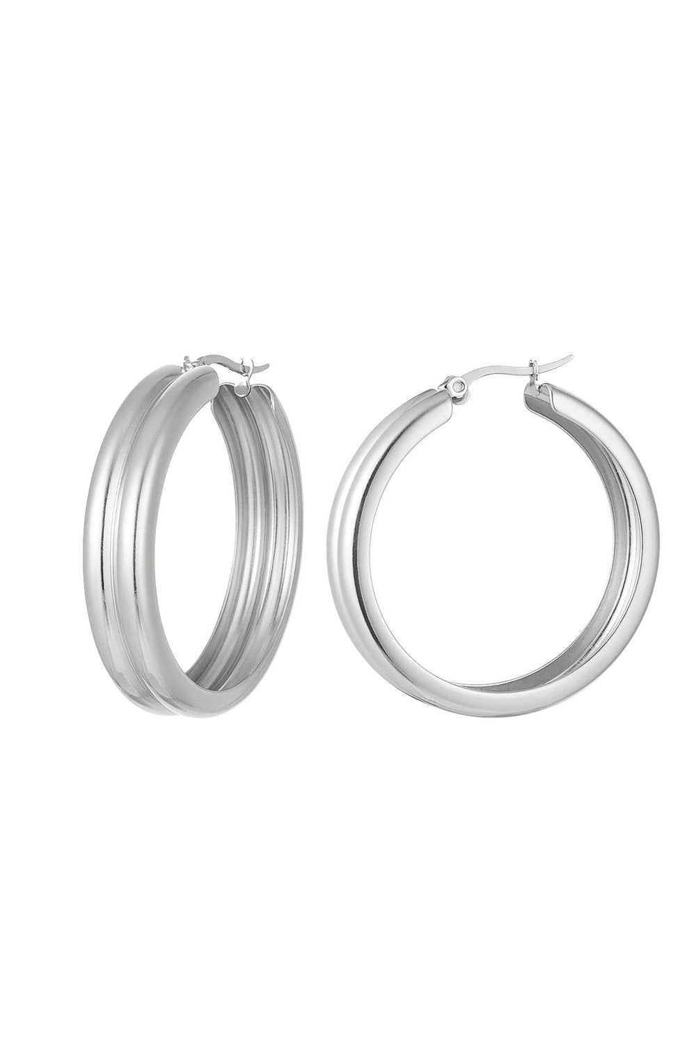 Twin Glow Hoops Silver