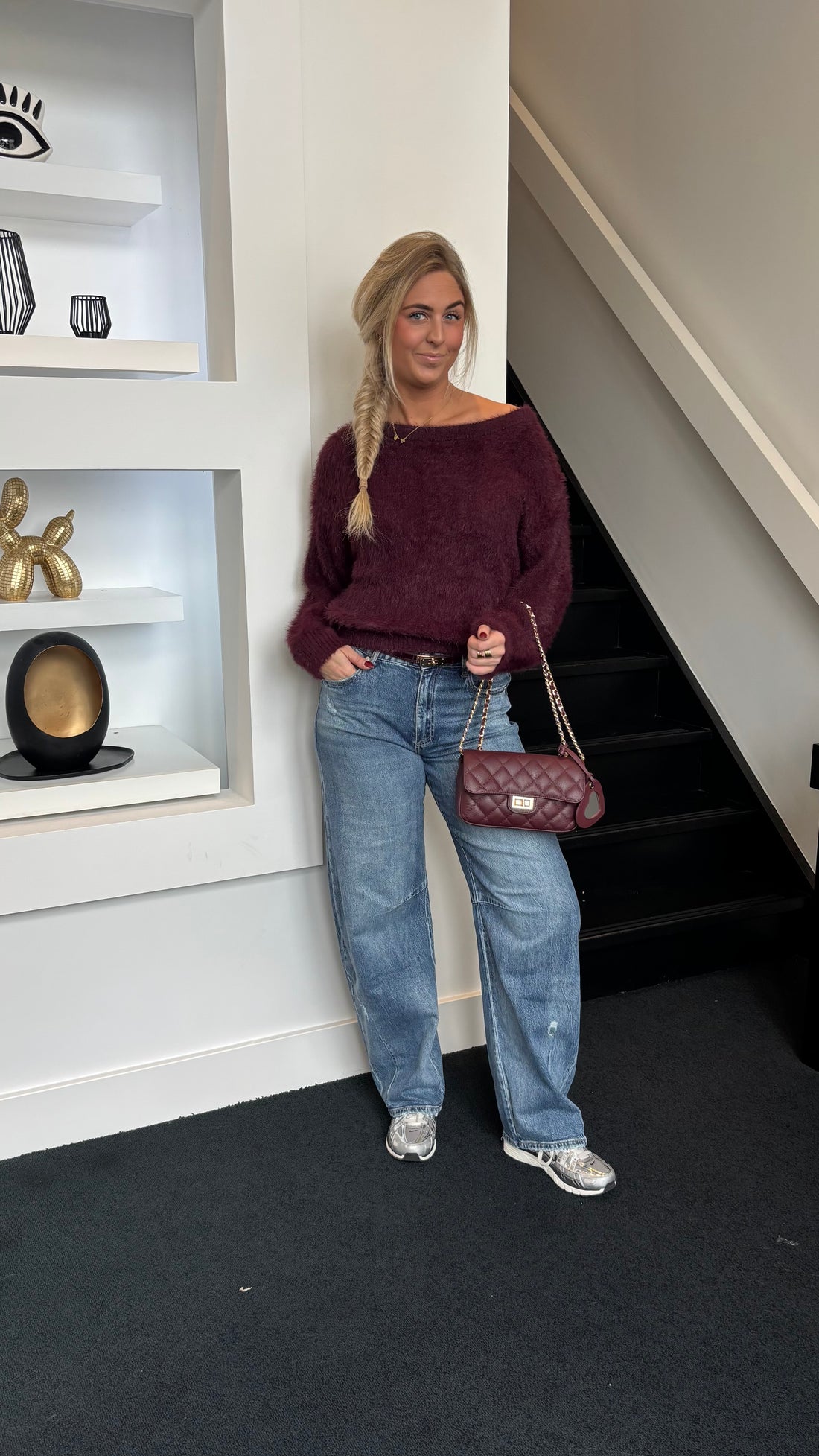 Kendall Fluffy Sweater Burgundy 870