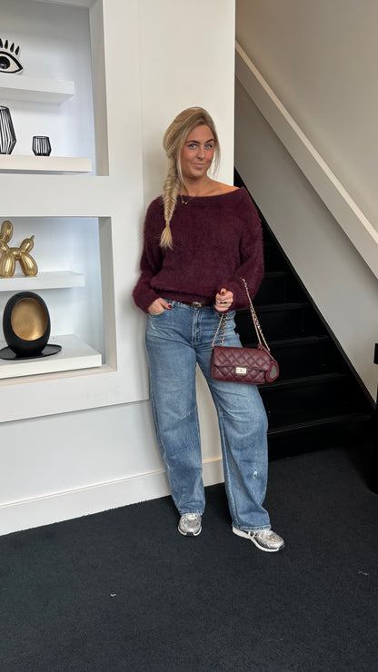 Kendall Fluffy Sweater Burgundy 870
