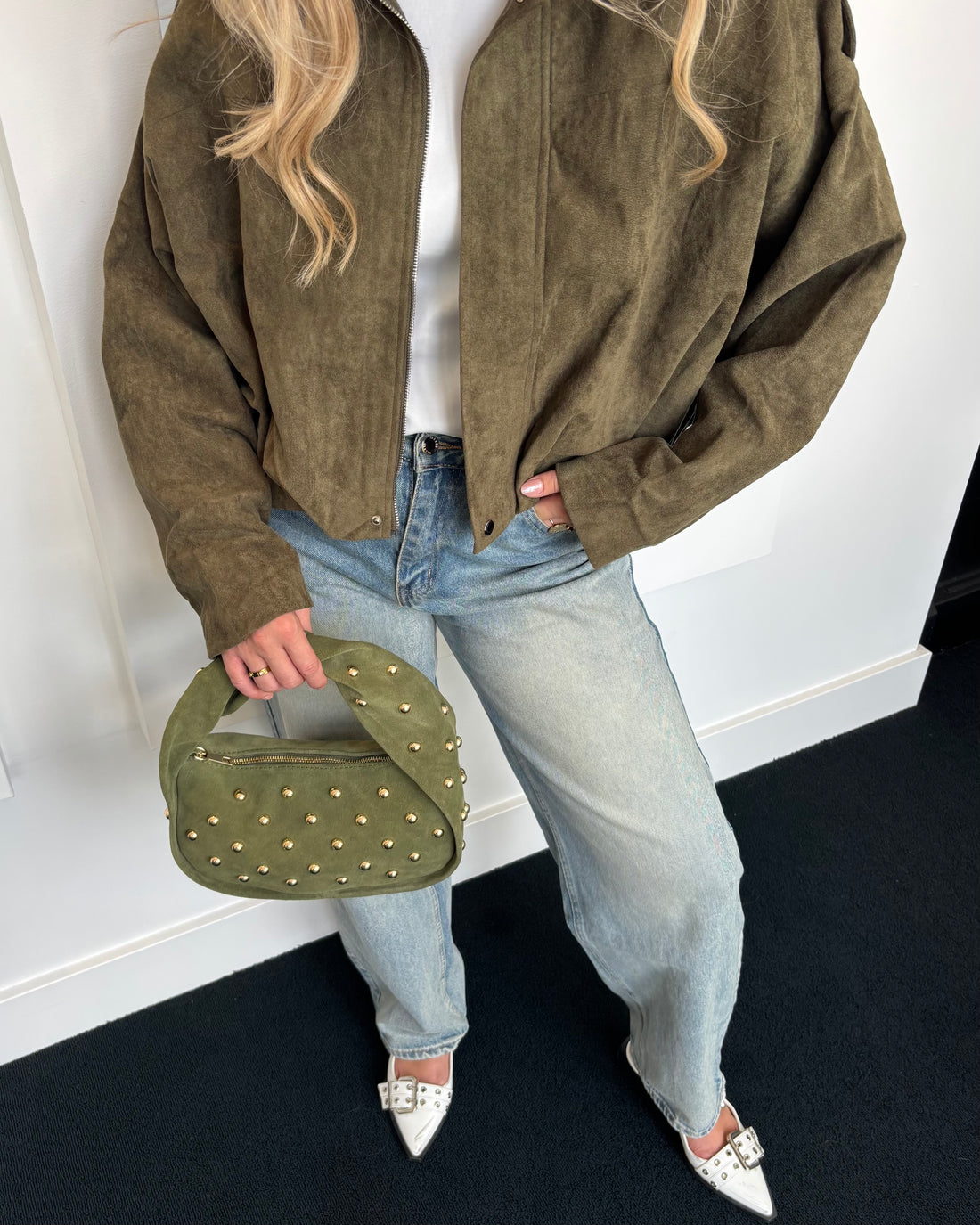 PRE ORDER Suede Jacket Olive 2526