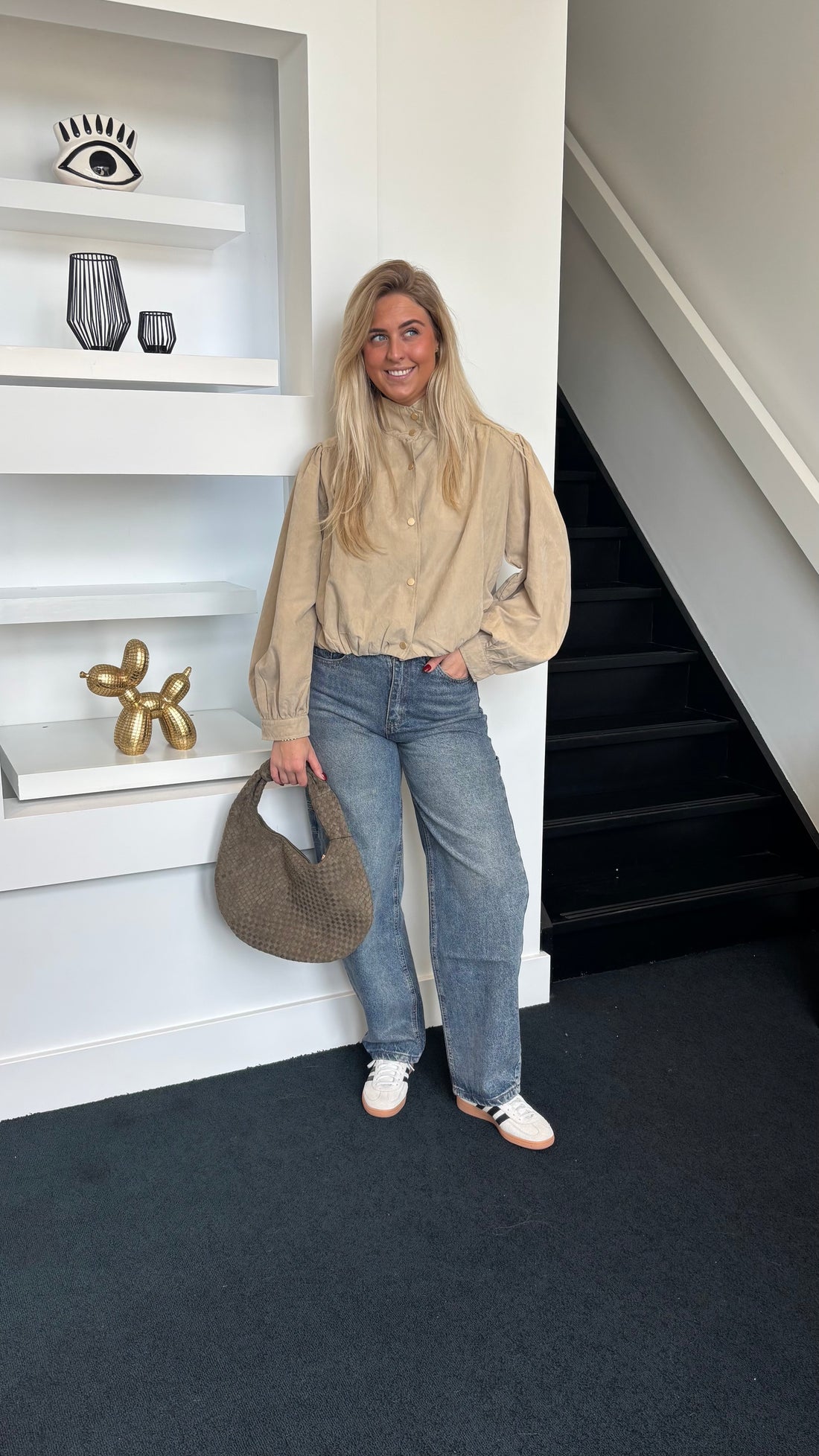 Luxe Suede Bomber Beige