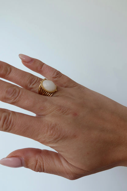 White Stone Ring Gold