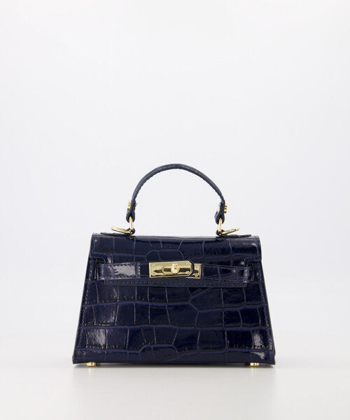 Kella Leather Bag Croco Navy