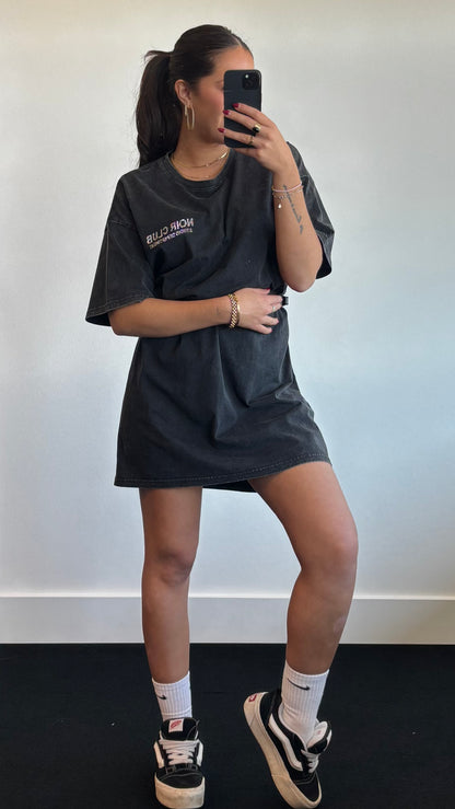 Noir Club Rhinestone T Shirt Dress