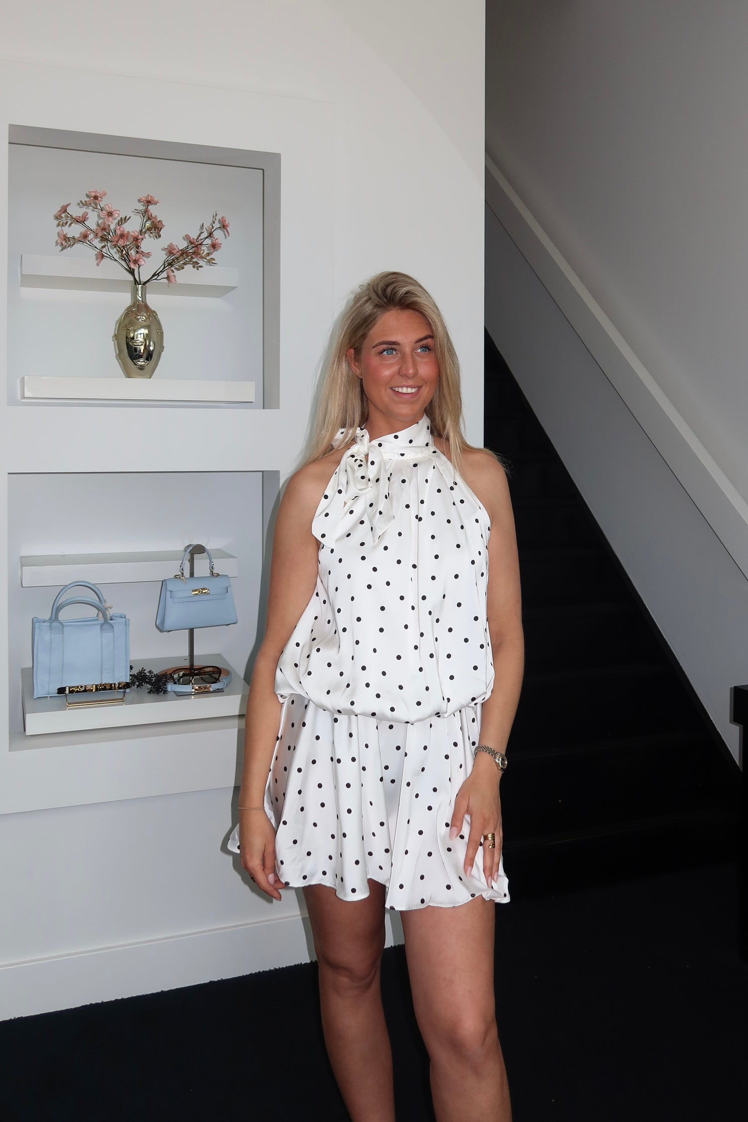 Polka Dots Halter Dress 122