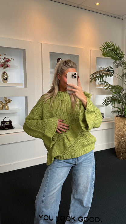 Ruffle Sweater Green 9807