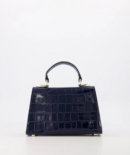 Kella Leather Bag Croco Navy