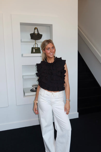 Backless Ruffle Top Black