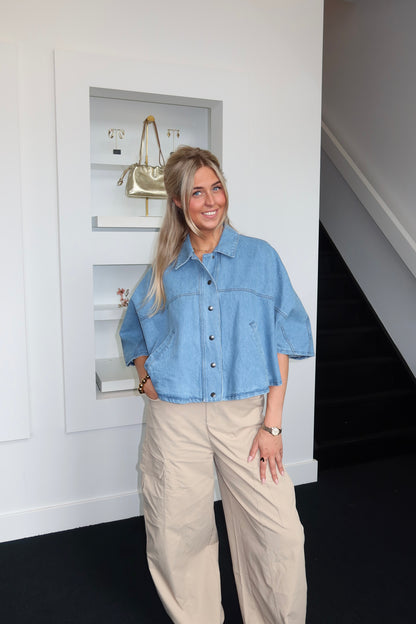 Harper Denim Cape Top