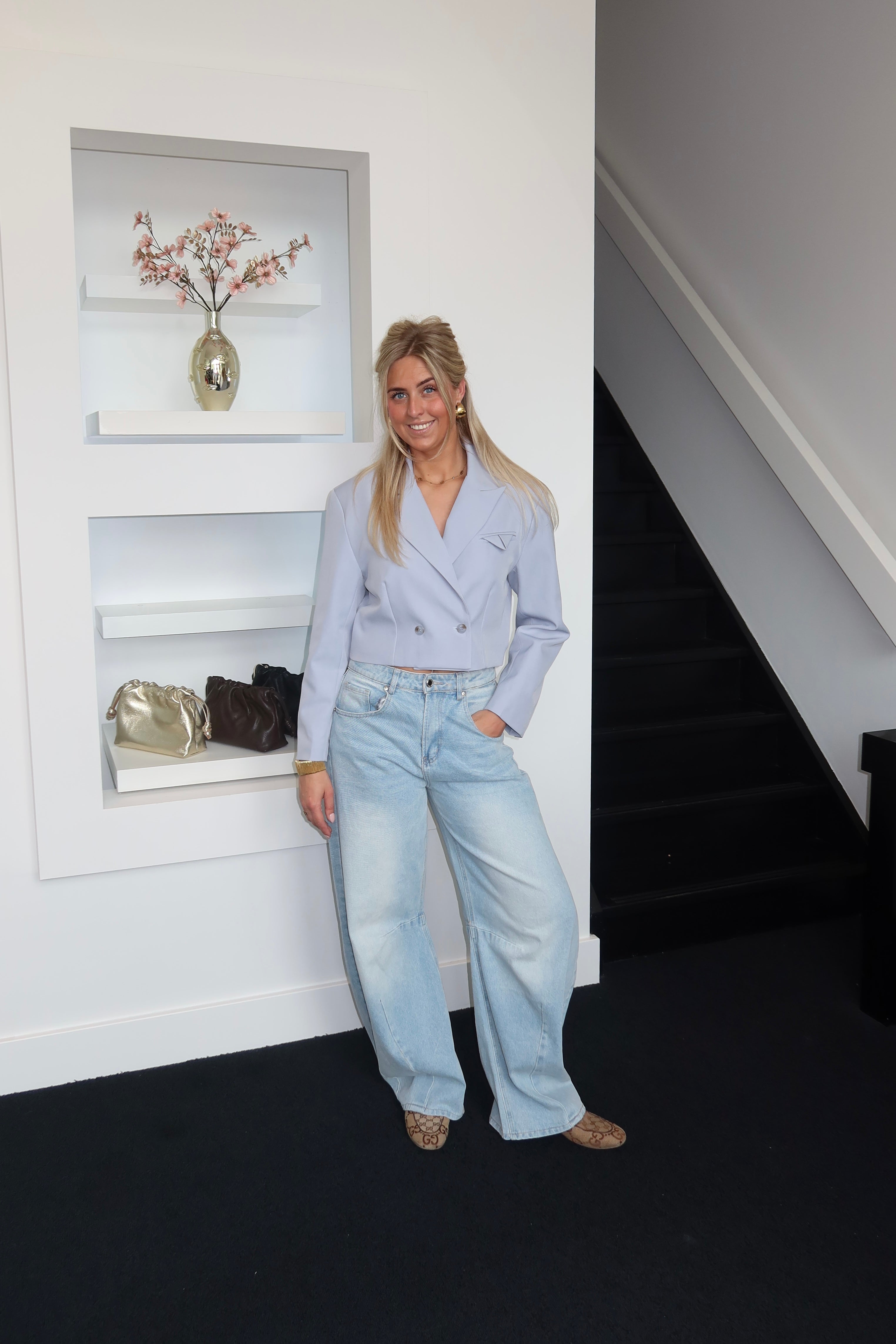 Soft Blue Cropped Blazer