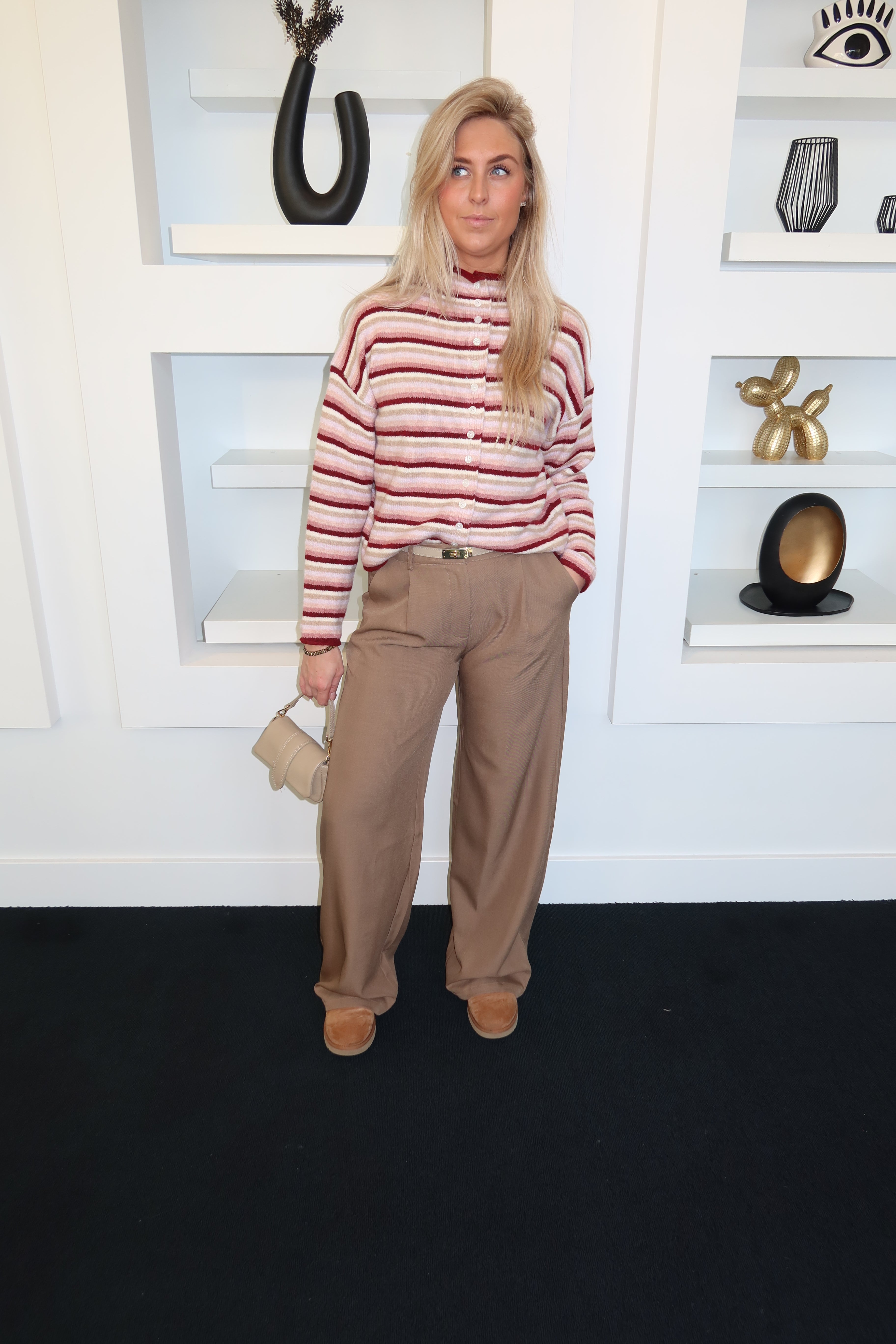 Striped Cardigan Bordeaux 122