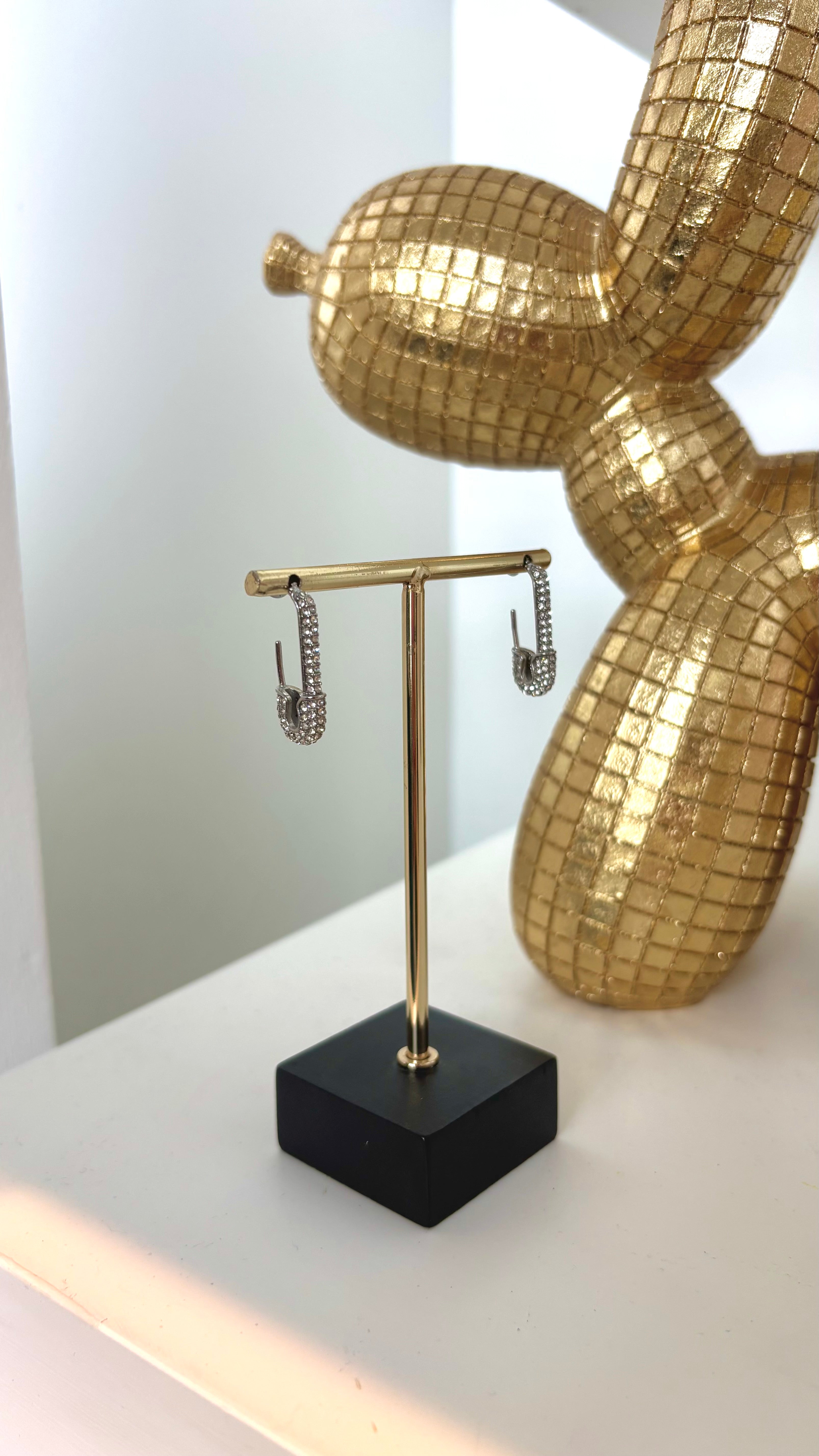 Safety Pin Earrings Silver