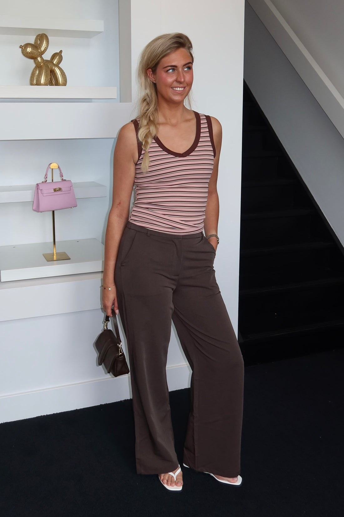 Striped Tank Top Brown 563