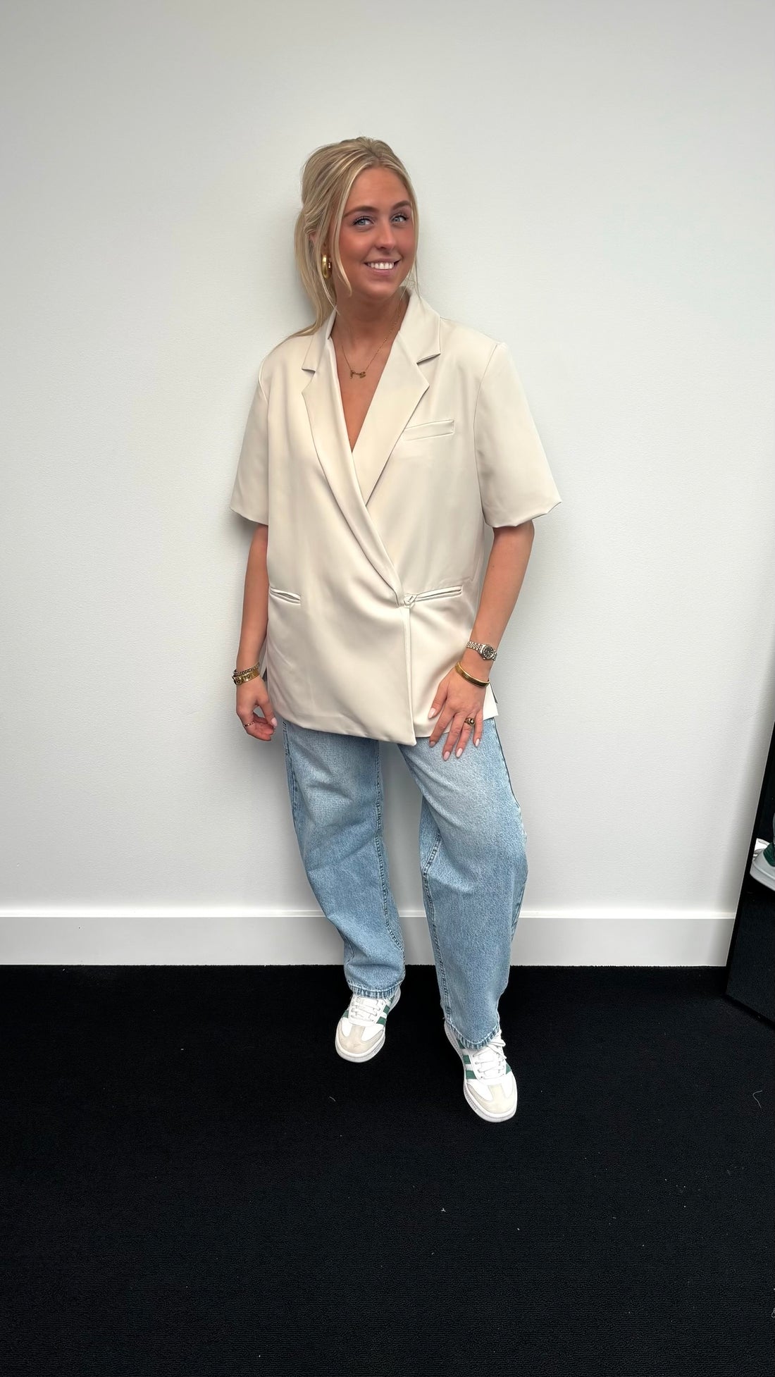 Oversized Short Sleeve Blazer Ecru