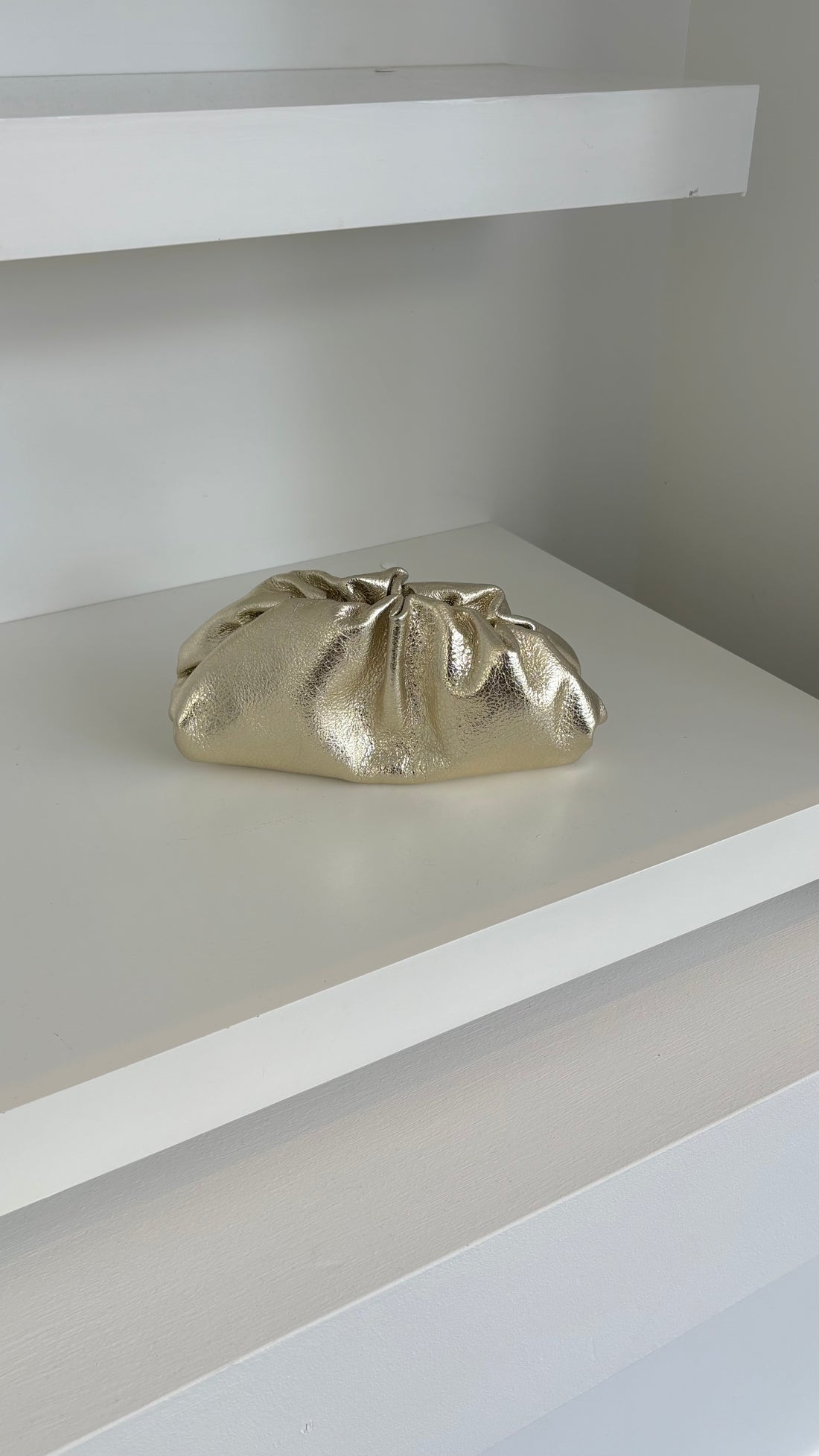 Pamela Leather Clutch Gold