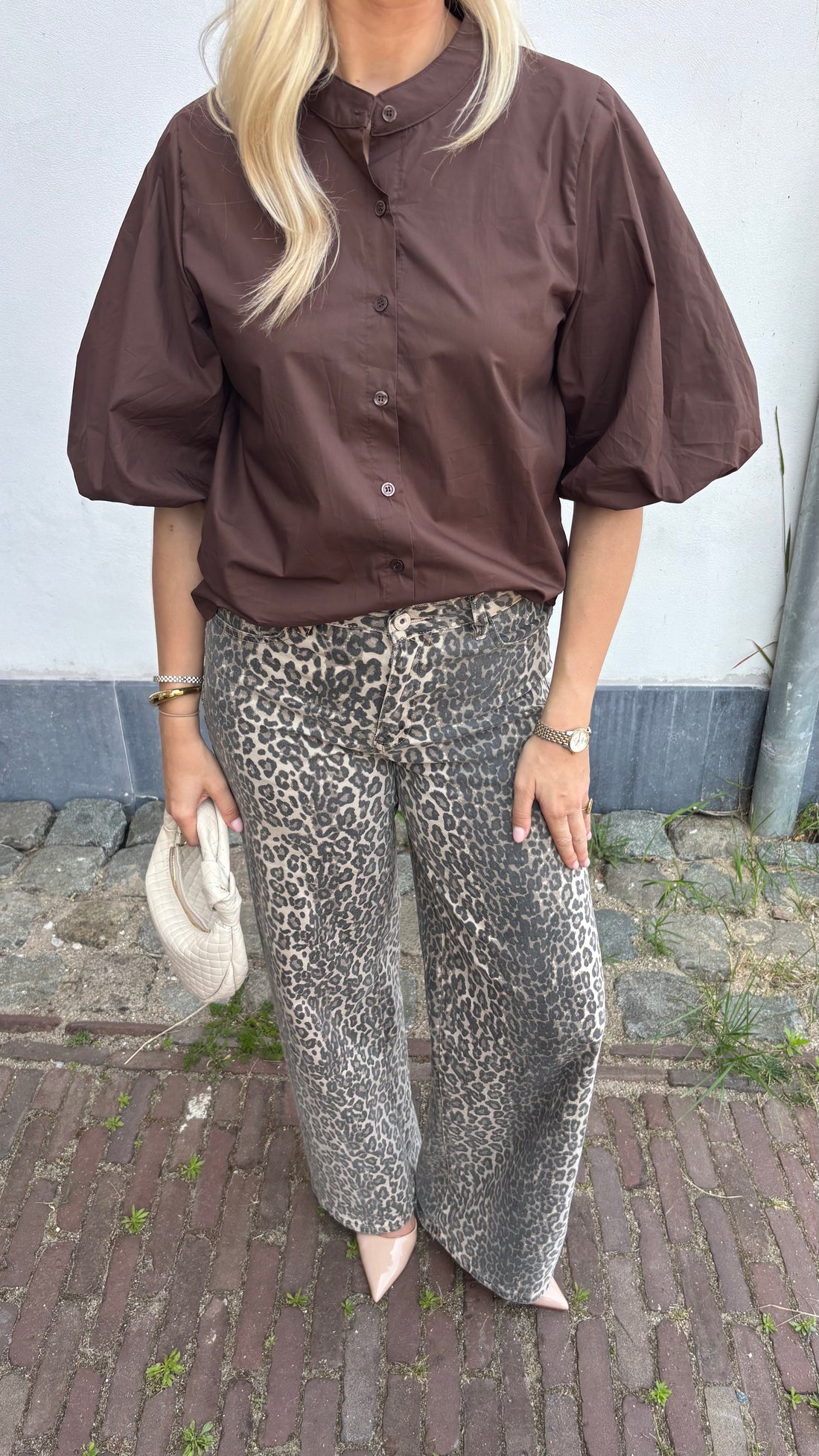 Puff Sleeve Blouse Brown