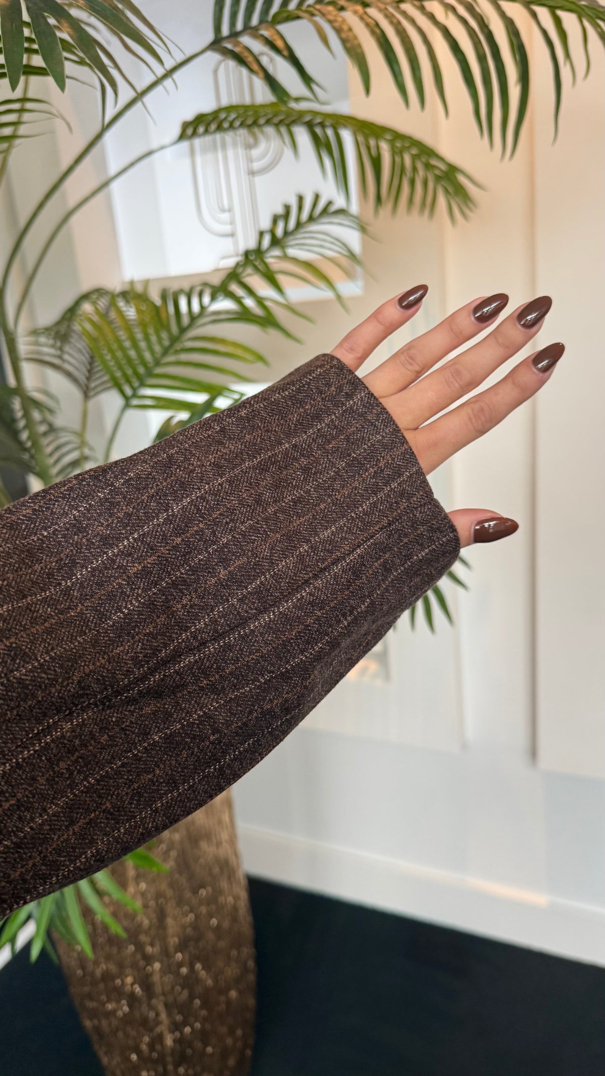 Ultra Oversized Striped Blazer Brown 11765