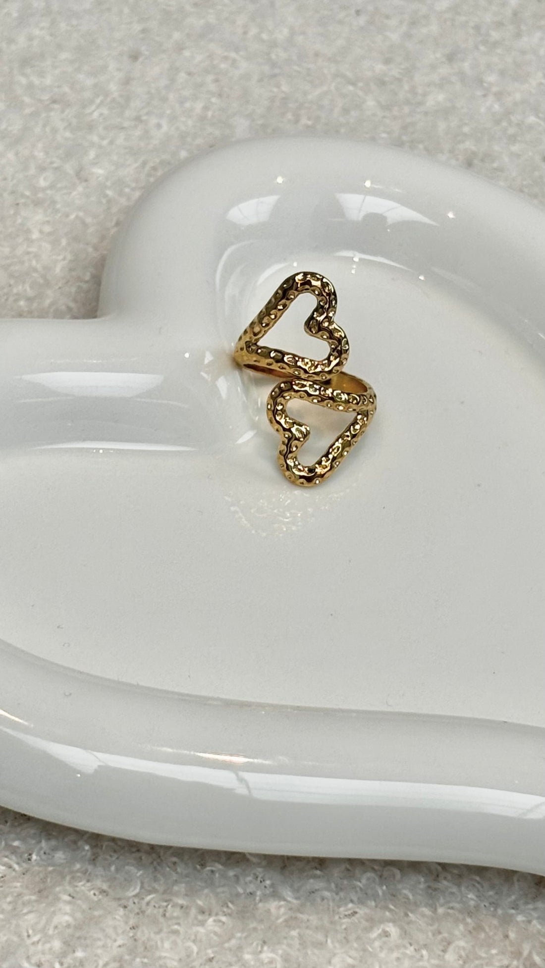 Double Heart Ring Gold