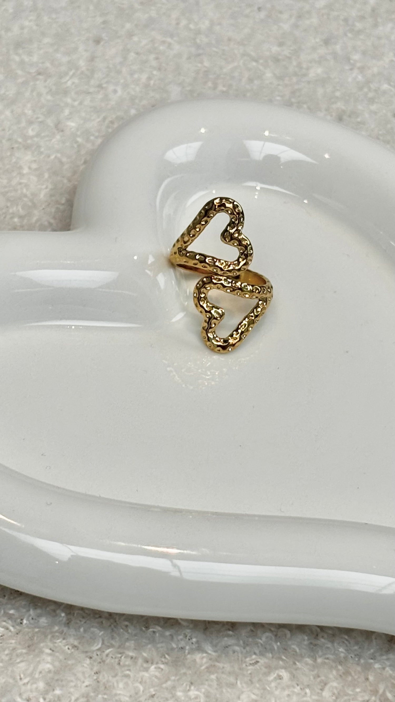 Double Heart Ring Gold
