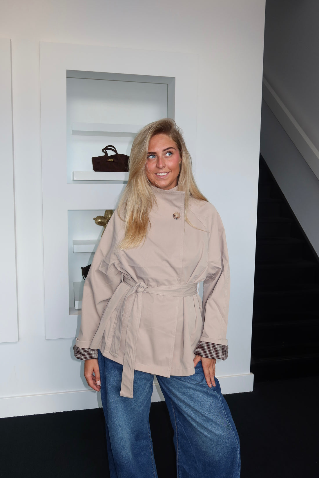 Short Trench Coat Taupe 3165-3