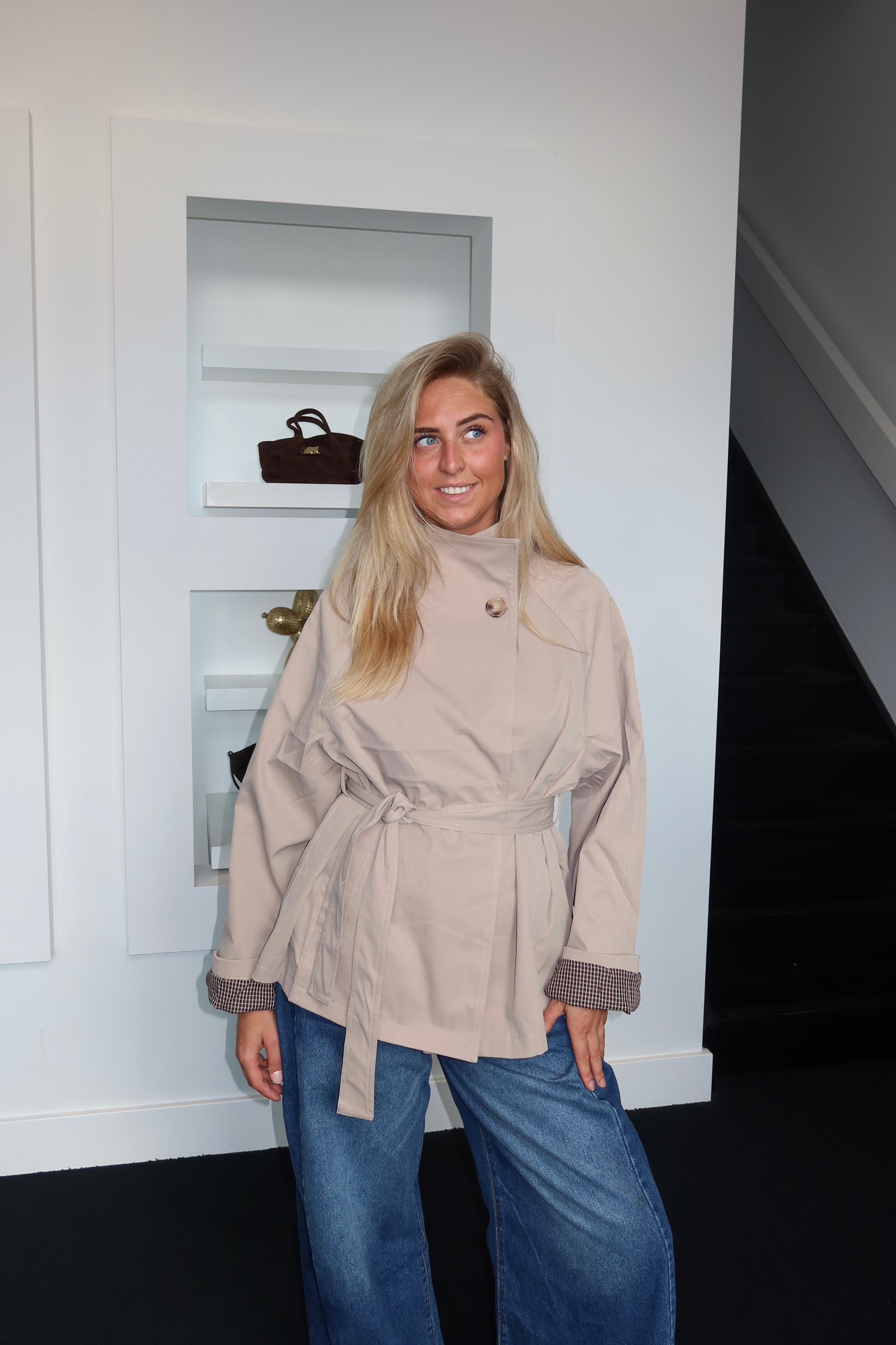 Short Trench Coat Taupe 3165-3