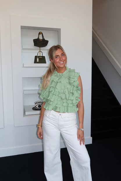 Backless Ruffle Top Sage Green
