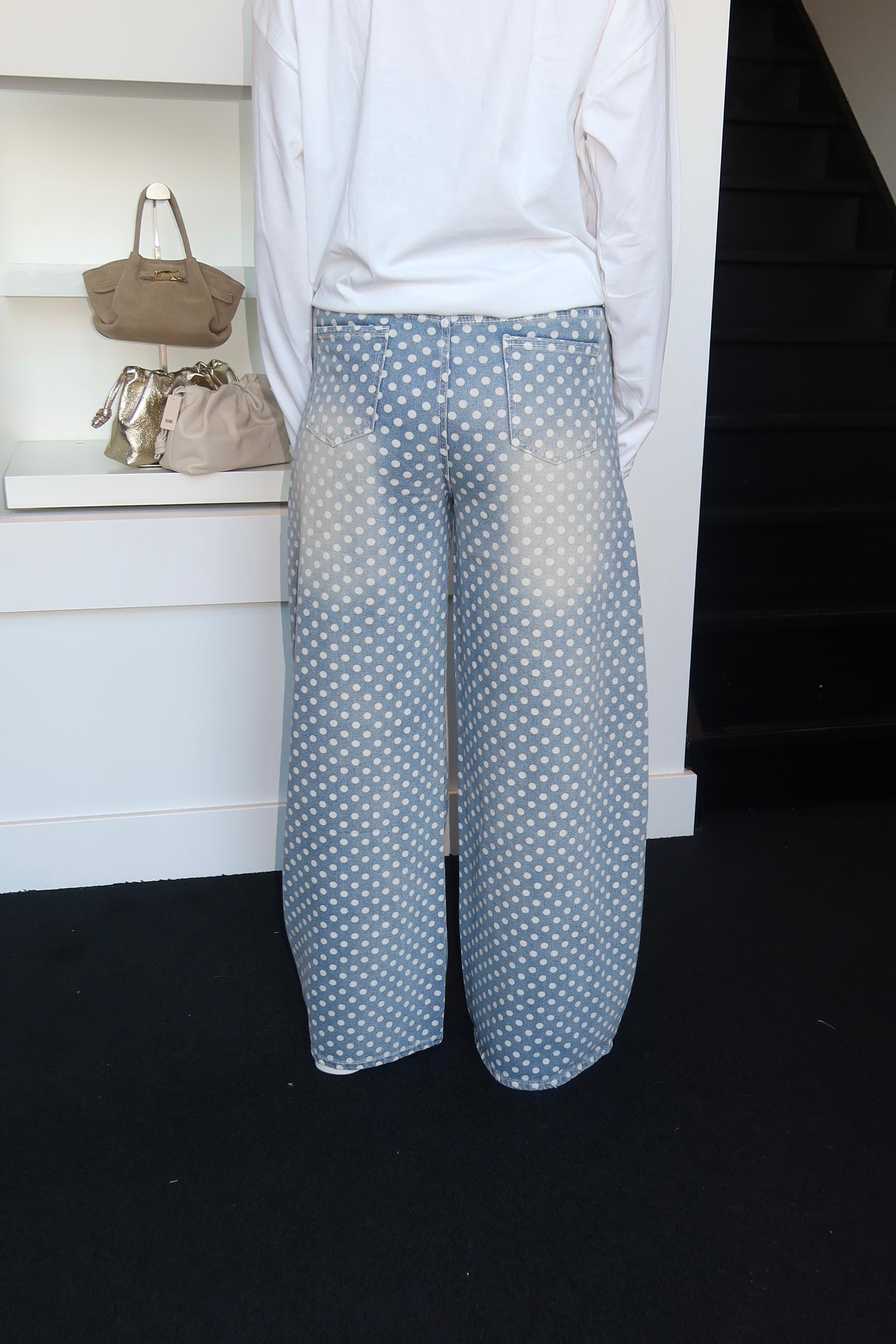 Polka Dots Wide Leg Jeans 13387