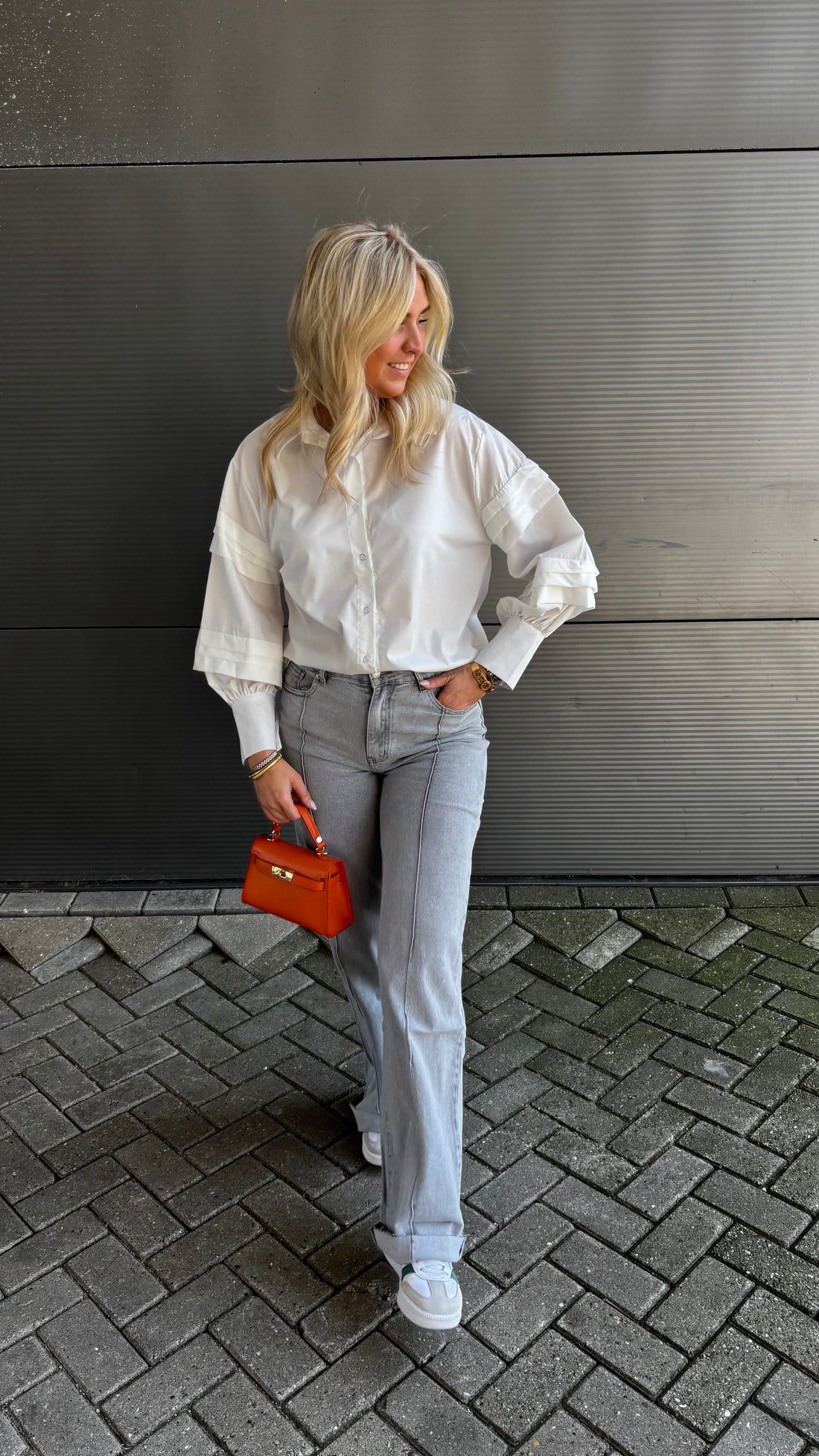 Mira Balloon Sleeve Blouse White 817