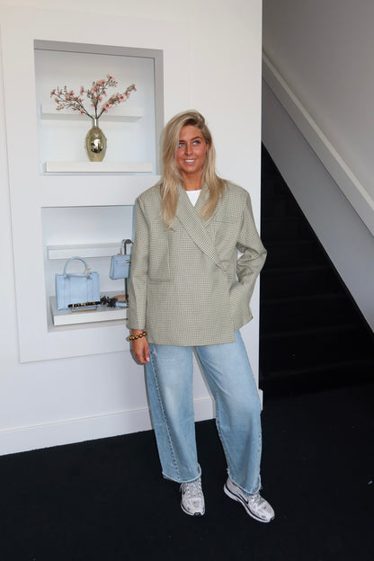Lola Oversized Boxy Blazer Green Plaid