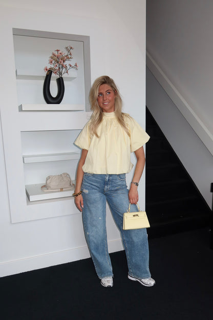 Open Back Blouse Butter Yellow