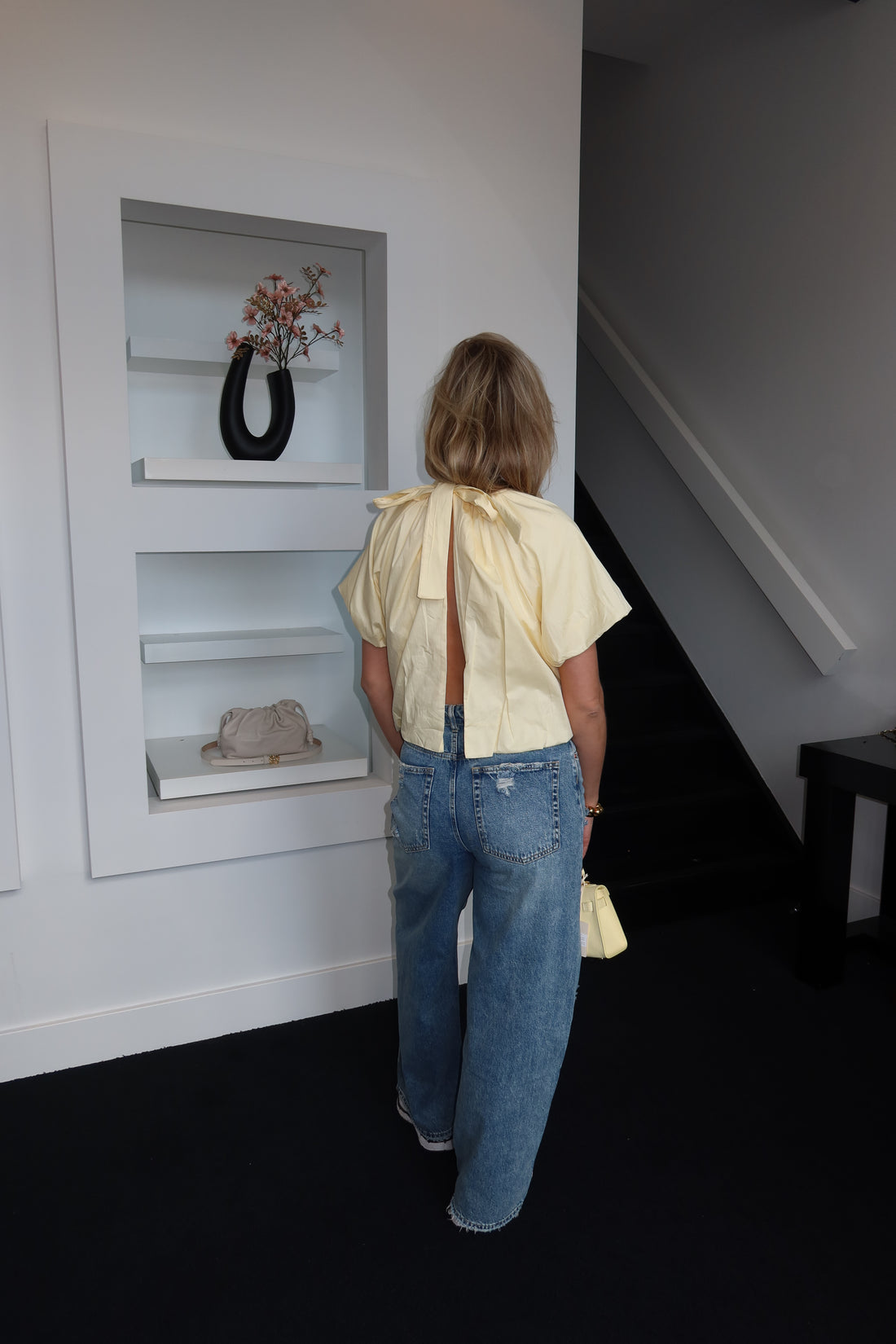 Open Back Blouse Butter Yellow