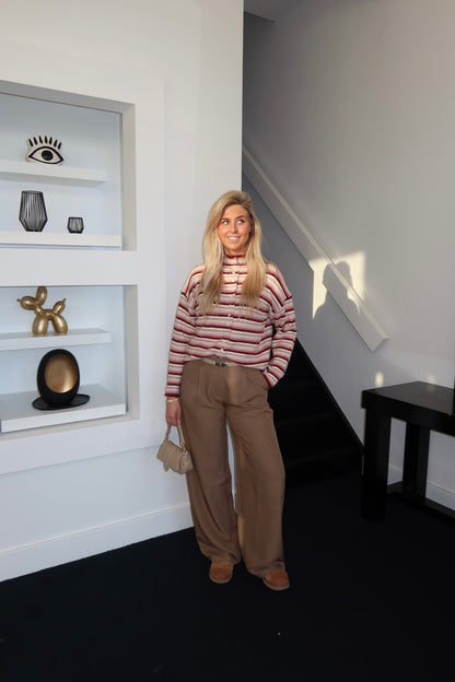 Striped Cardigan Bordeaux 122