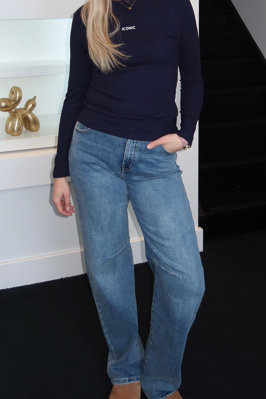 Laulia Barrel Stretch Jeans Medium Wash 3358