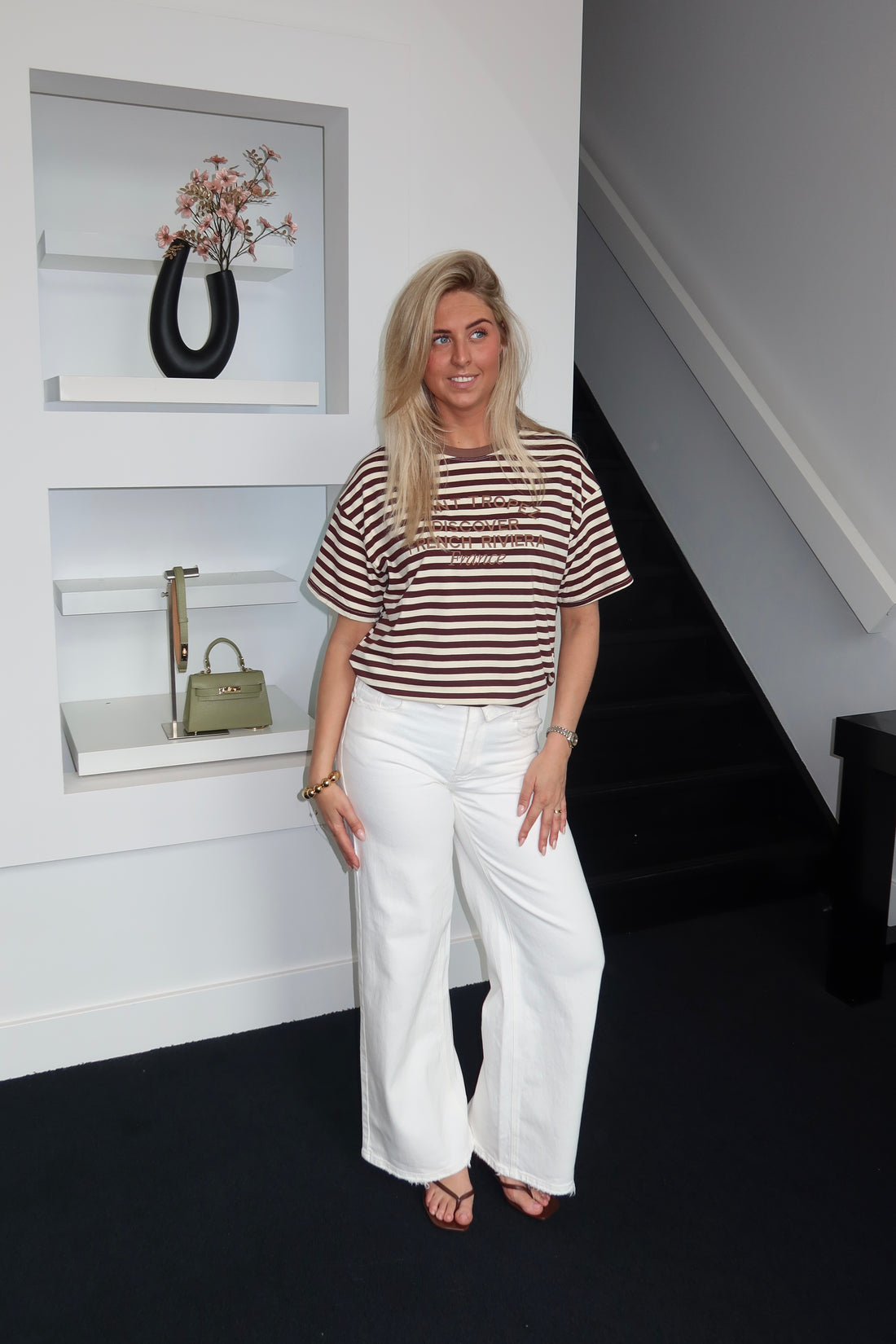 Saint Tropez Striped T-Shirt Brown 1018