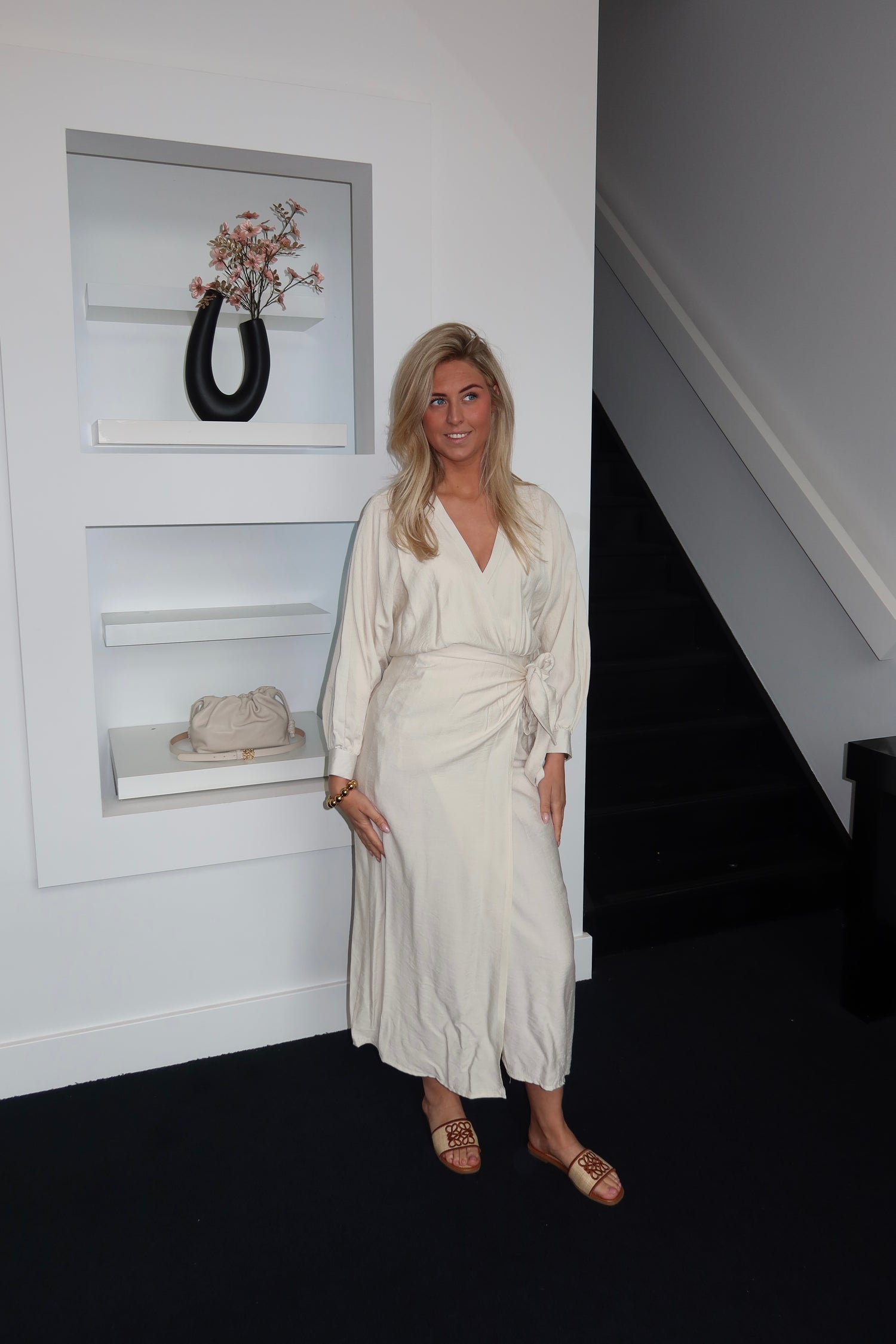 Maxi Overslag Jurk Beige