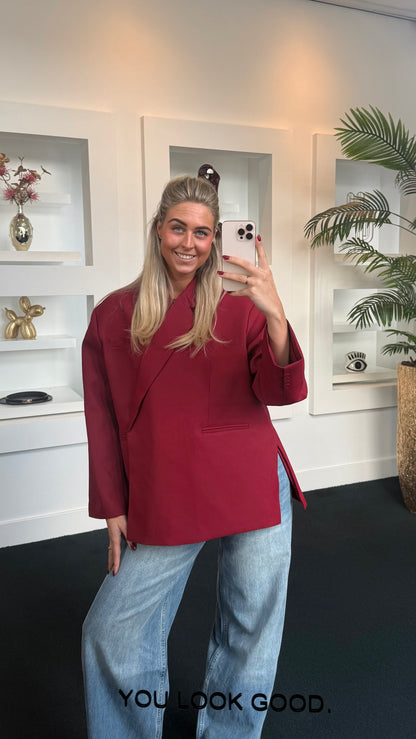 Lola Oversized Boxy Blazer Cherry Red