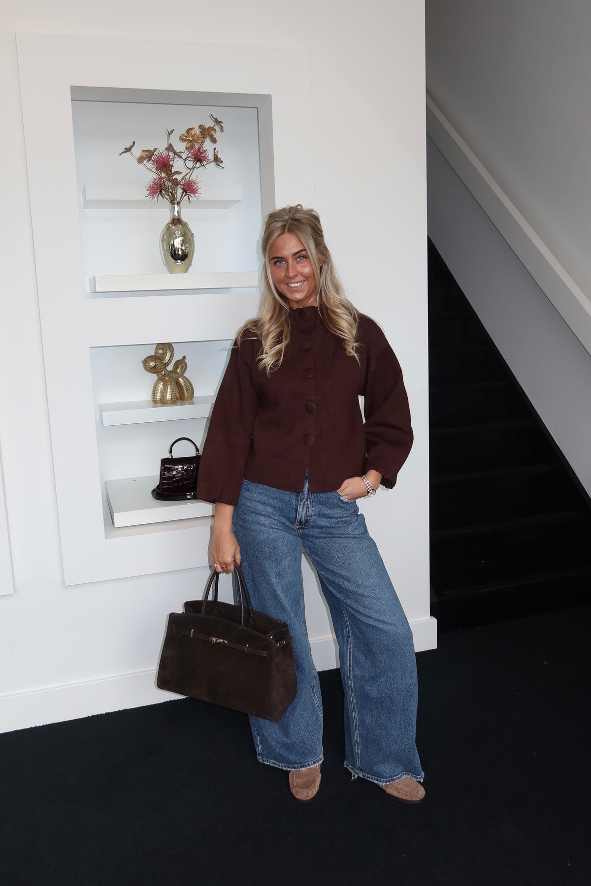 Lou Button Cardigan Brown 0031