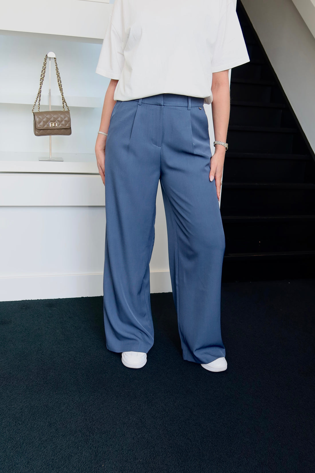 Gris Pantalon Denim Blue