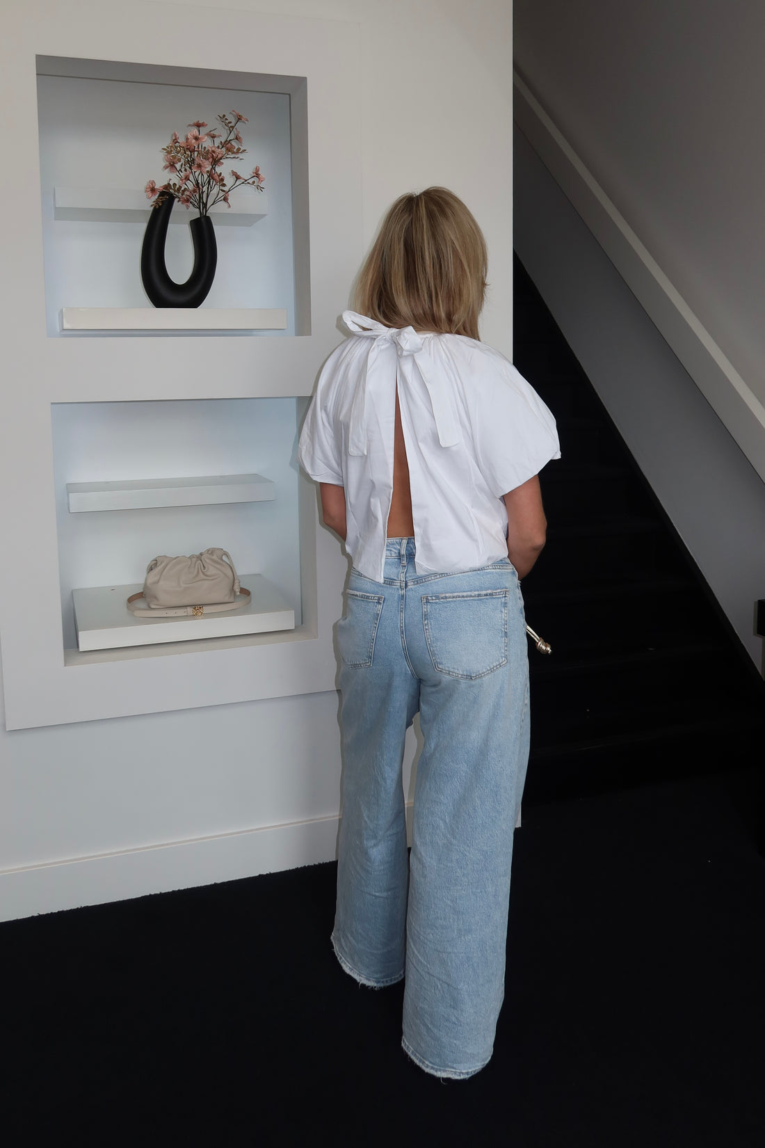 Open Back Blouse White
