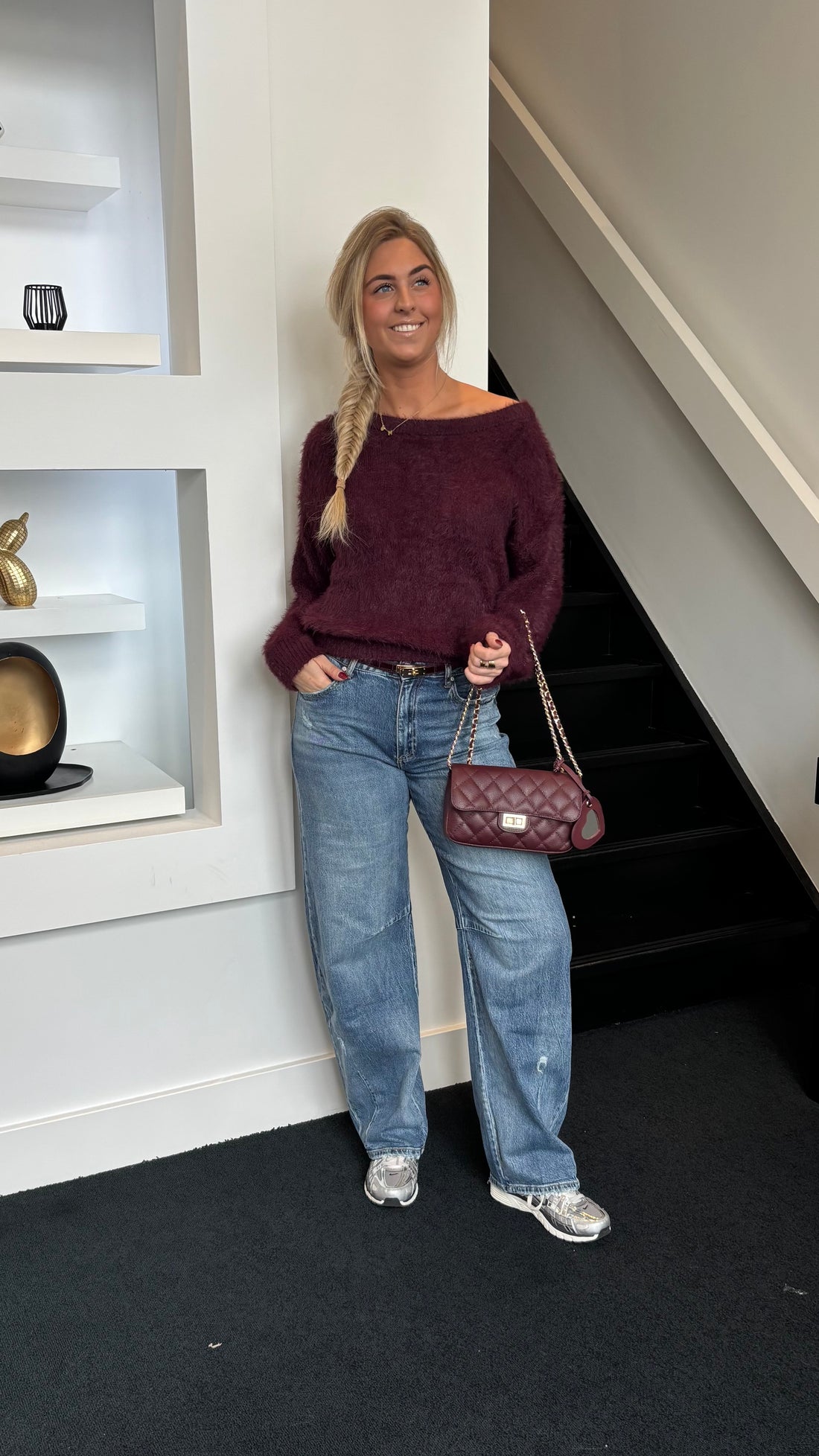 Kendall Fluffy Sweater Burgundy 870