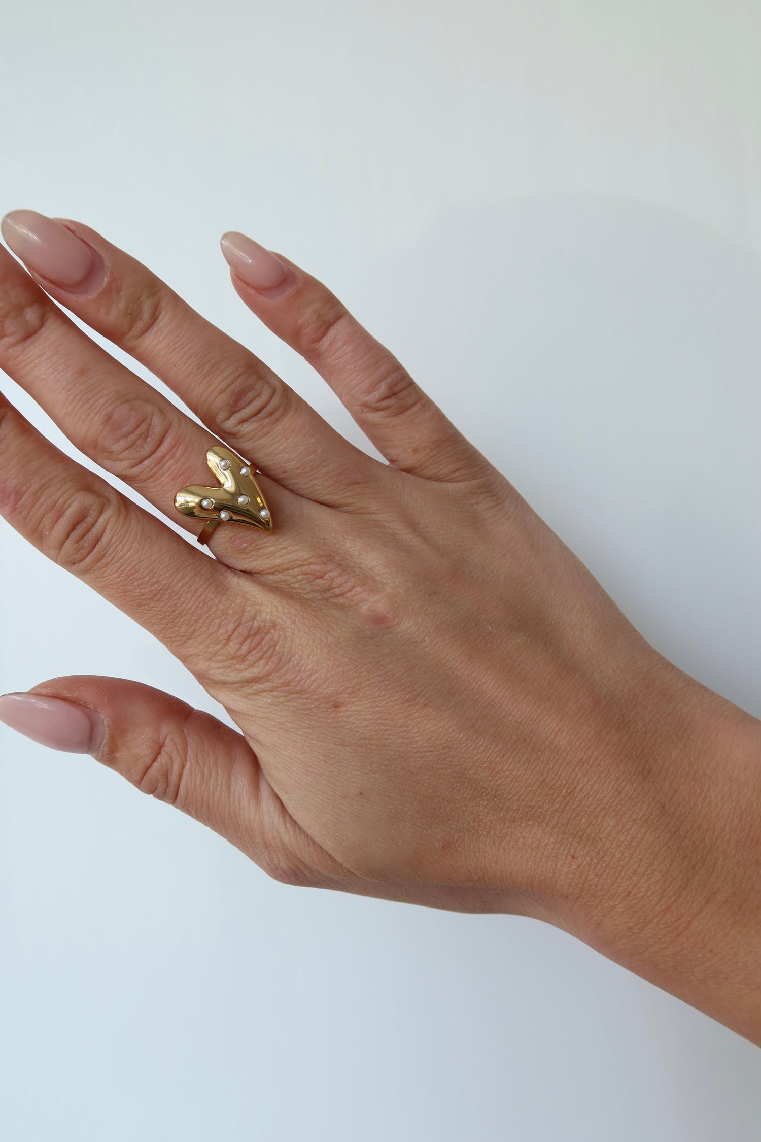 Pearl Heart Ring Gold