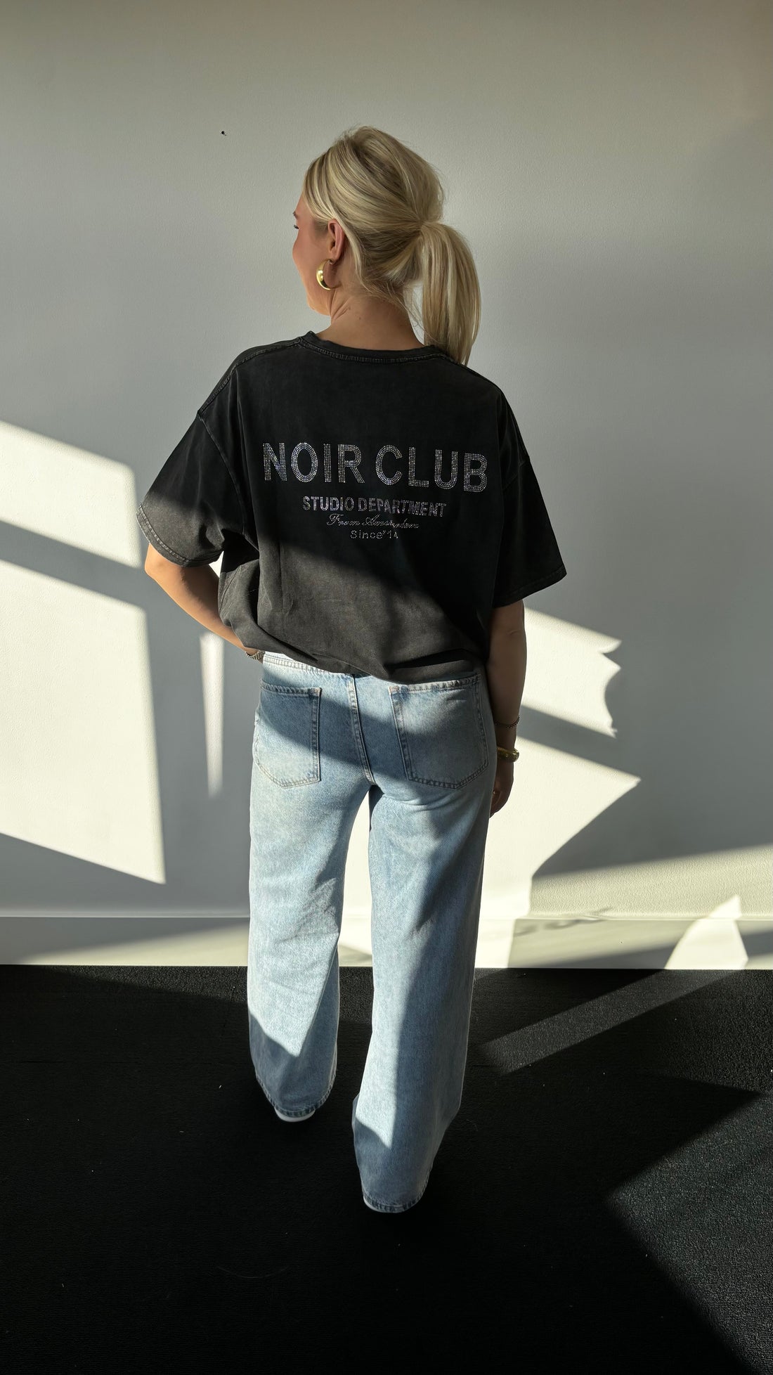 Noir Club Rhinestone T Shirt Dress