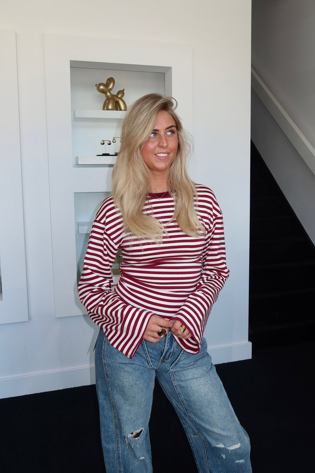 Fitted Striped Longsleeve Bordeaux
