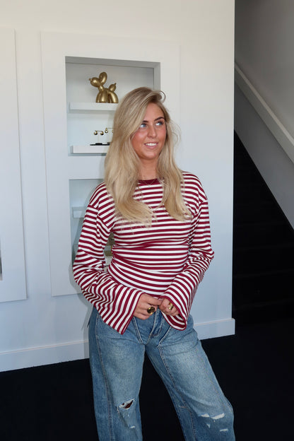 Fitted Striped Longsleeve Bordeaux