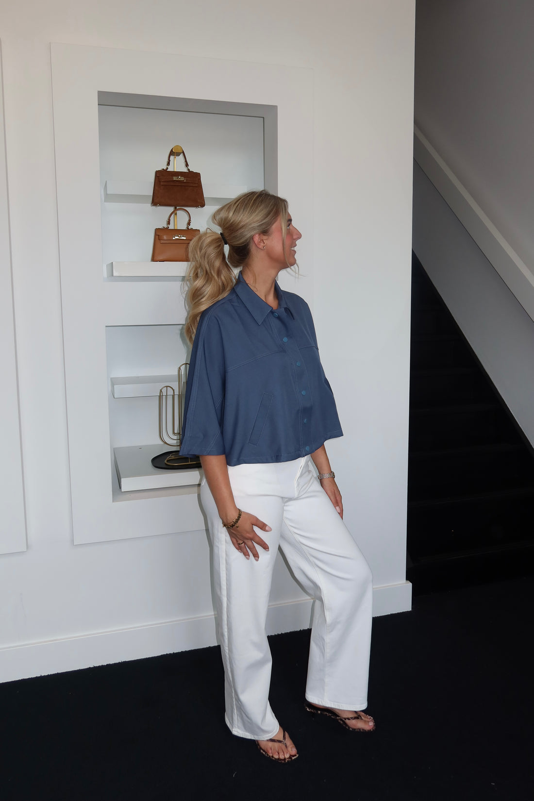 Cape Blouse Ambika Denim Blue