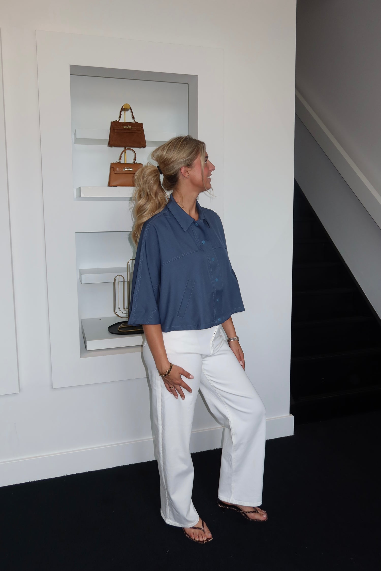 Cape Blouse Ambika Denim Blue