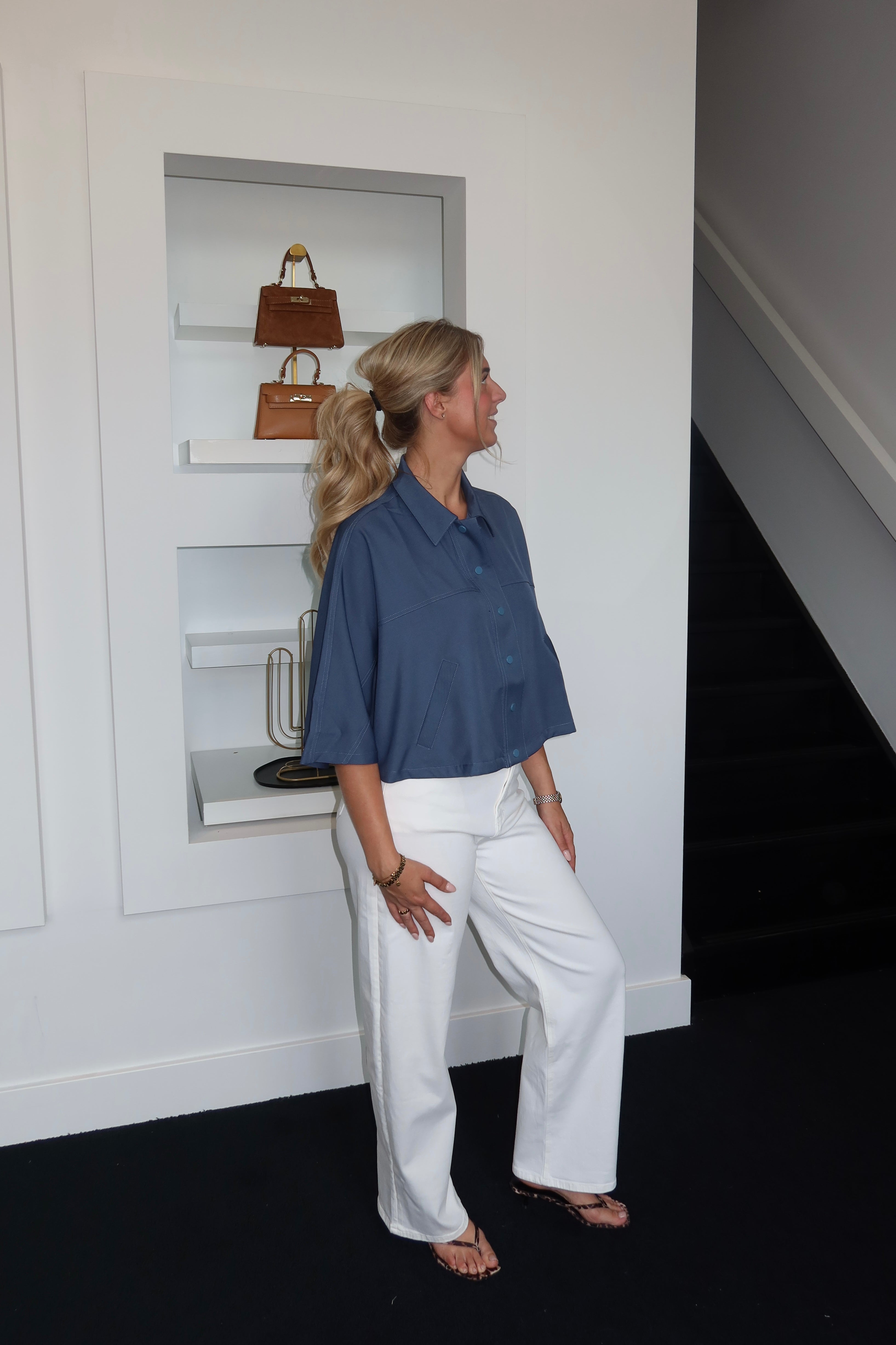 Cape Blouse Ambika Denim Blue