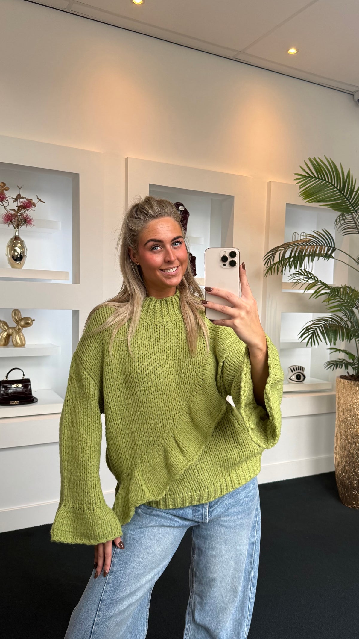 Ruffle Sweater Green 9807