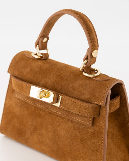 Kella Suede Leather Bag Cognac